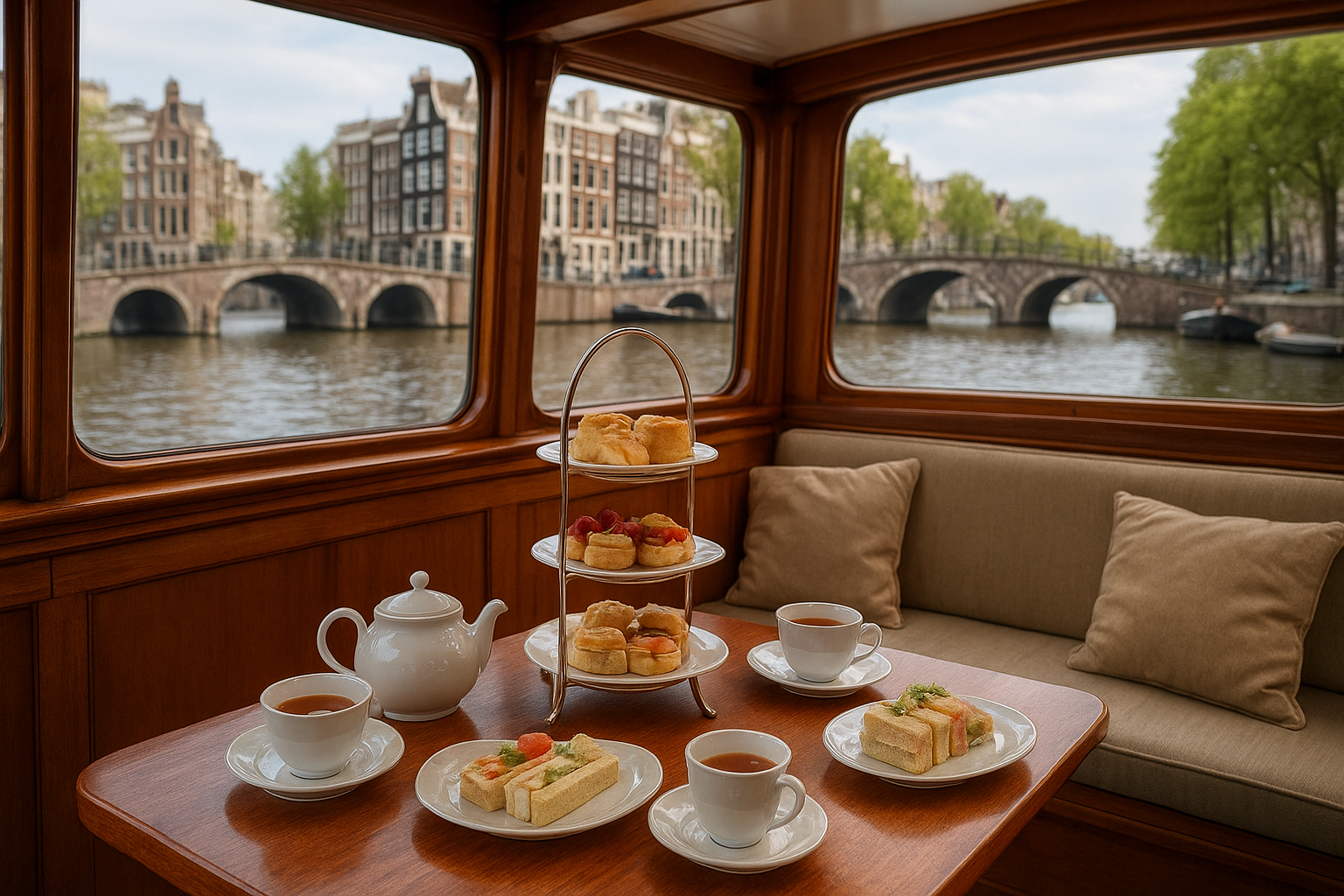 Foto bij High tea op een Amsterdamse salonboot: waarom dit zo'n populaire groepsuitstap is